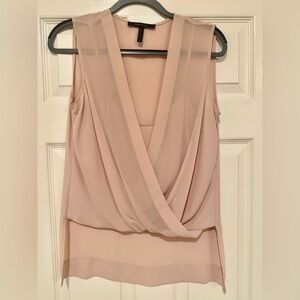BCBGMAXAZRIA Blush Pink Draped Sleeveless Blouse XS